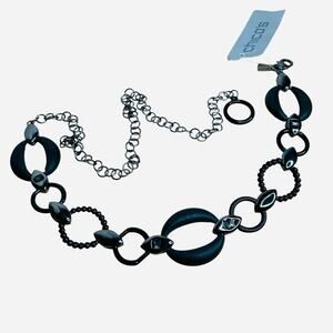 Chico’s Marina Lucite Black Circles Link Chain Belt S/M Original Tag Attached